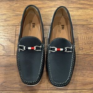 Riomar Men’s Navy Loafers with Red and Silver Detail
